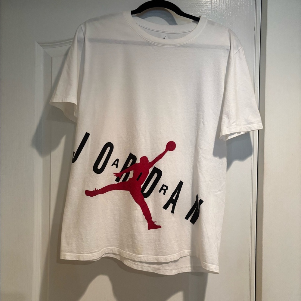 Jordan Men's White T-Shirt with Red Jordan Logo